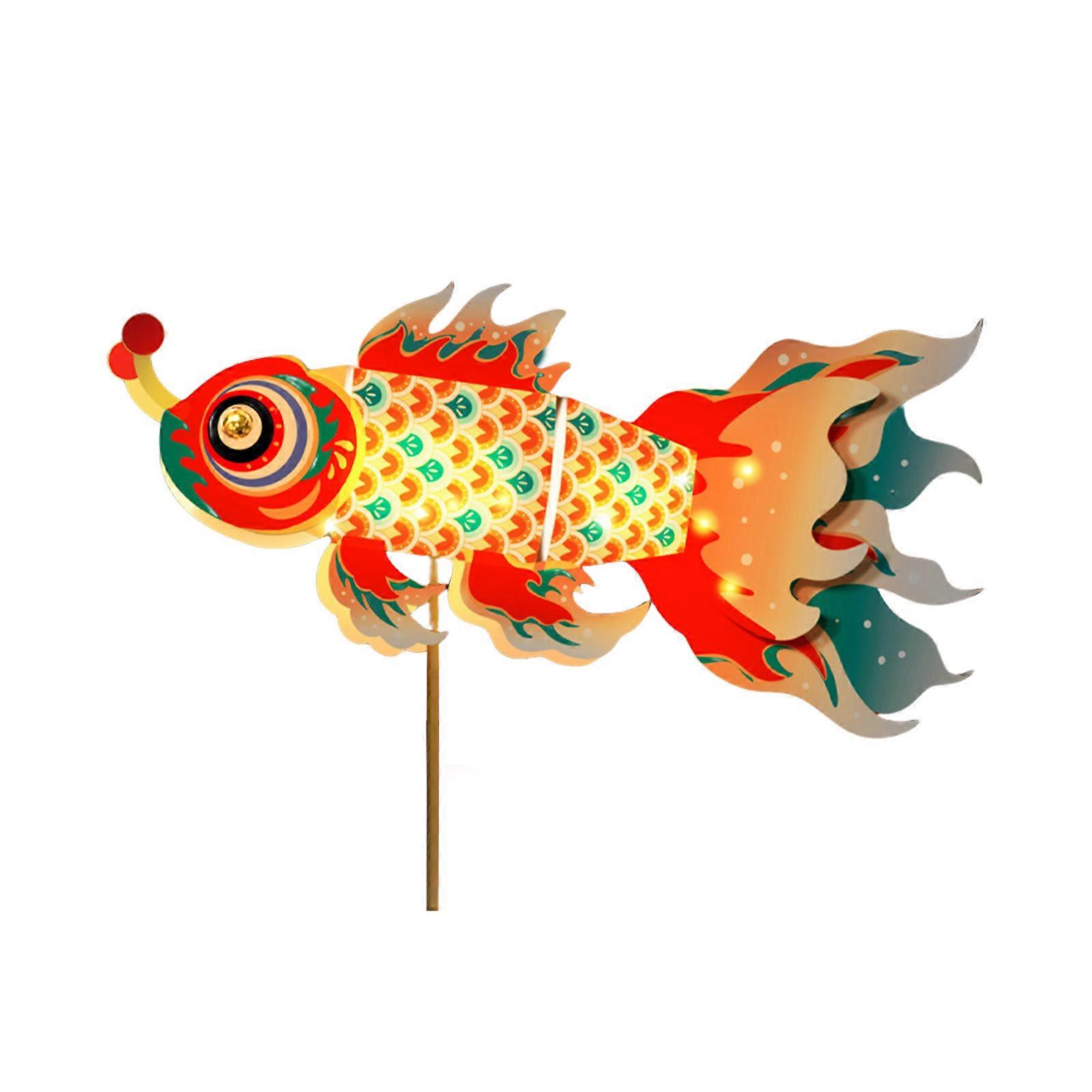 Handmade Carp Shape Lanterns DIY Set Autumn Tradition Lanterns DIY Set Fish Lanterns Craft Set for Festival Red