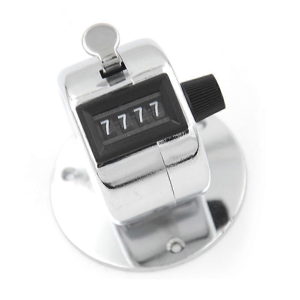 4-Digit Mechanical Hand Click Counter with Round Base, Palm Tally Tool