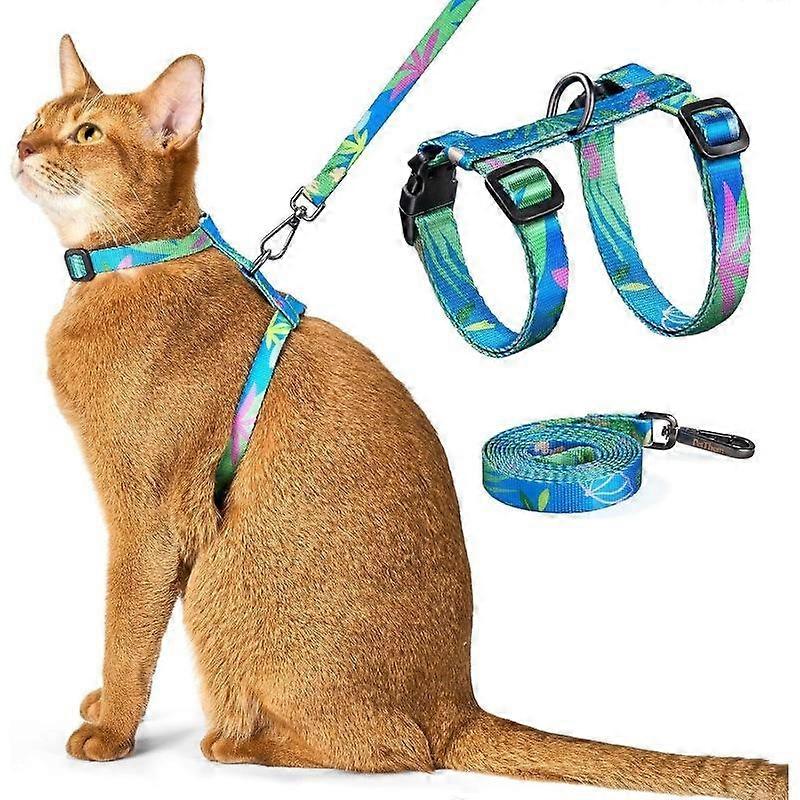 Cat Harness & Leash Set, Cats Escape Proof Adjustable Kitten Harness for Large Small Cats, Lightweight Soft Walking Travel Pet safe Harness Grey