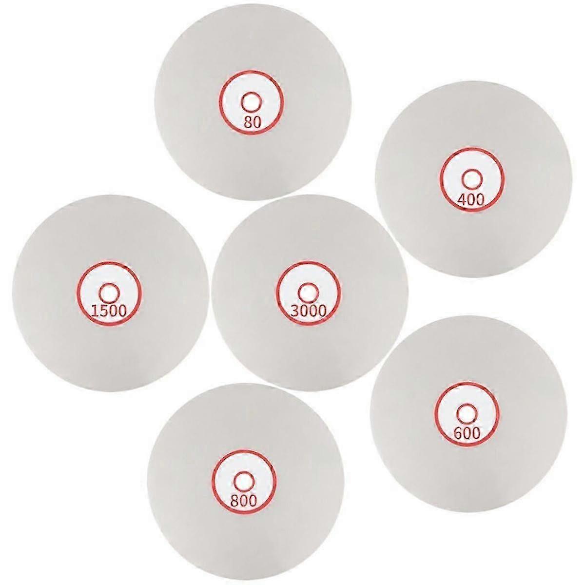Disque de polissage diamant ensemble 6 pcs, 6 pouces diamant plat tour 80/400/600/800/1500/3000 grain roue lappin
