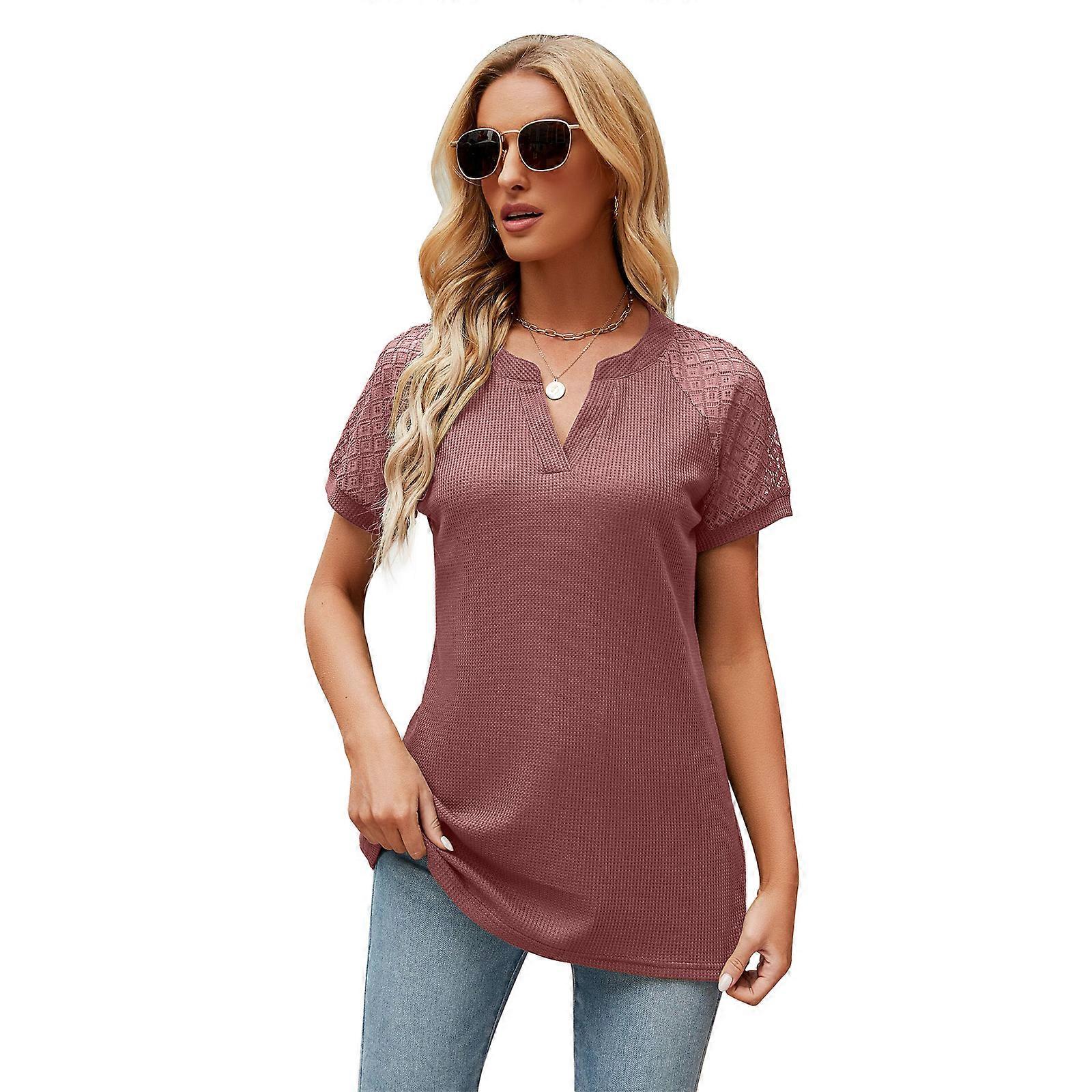 Women's V-Neck T-Shirt – Short Sleeve Loose Fit Tunic Top | Casual Knit Tee In Sizes S-XXL - View #10