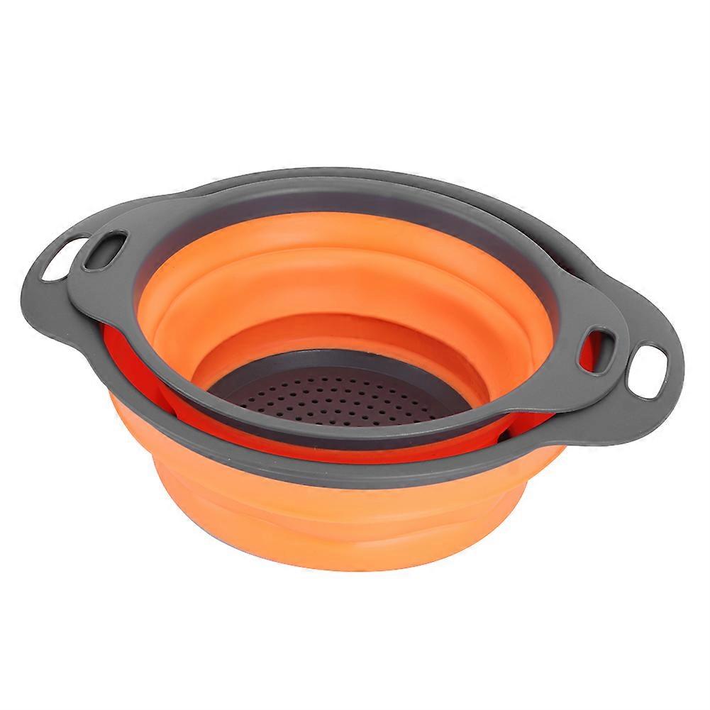 Foldable Drain Colander Fruit Vegetable Washing Basket Strainer Kitchen Accessories(Orange lS)