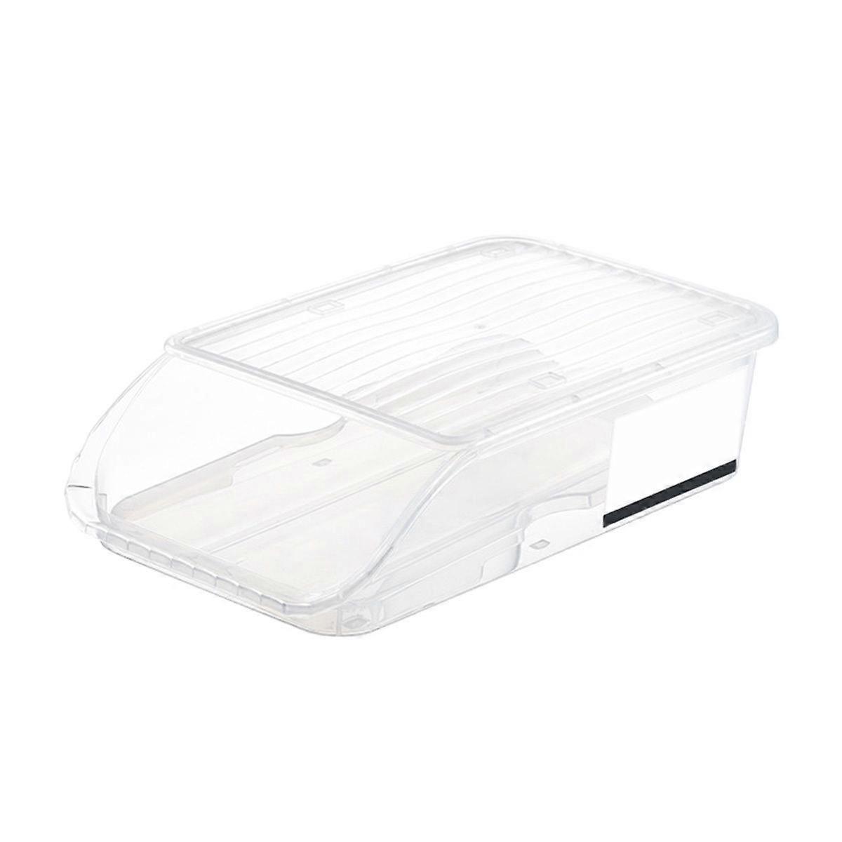 Egg Storage Box Plastic Automatic Rolling Transparent Thickened Grooved Egg Storage Container for Refrigerator Kitchen ,White