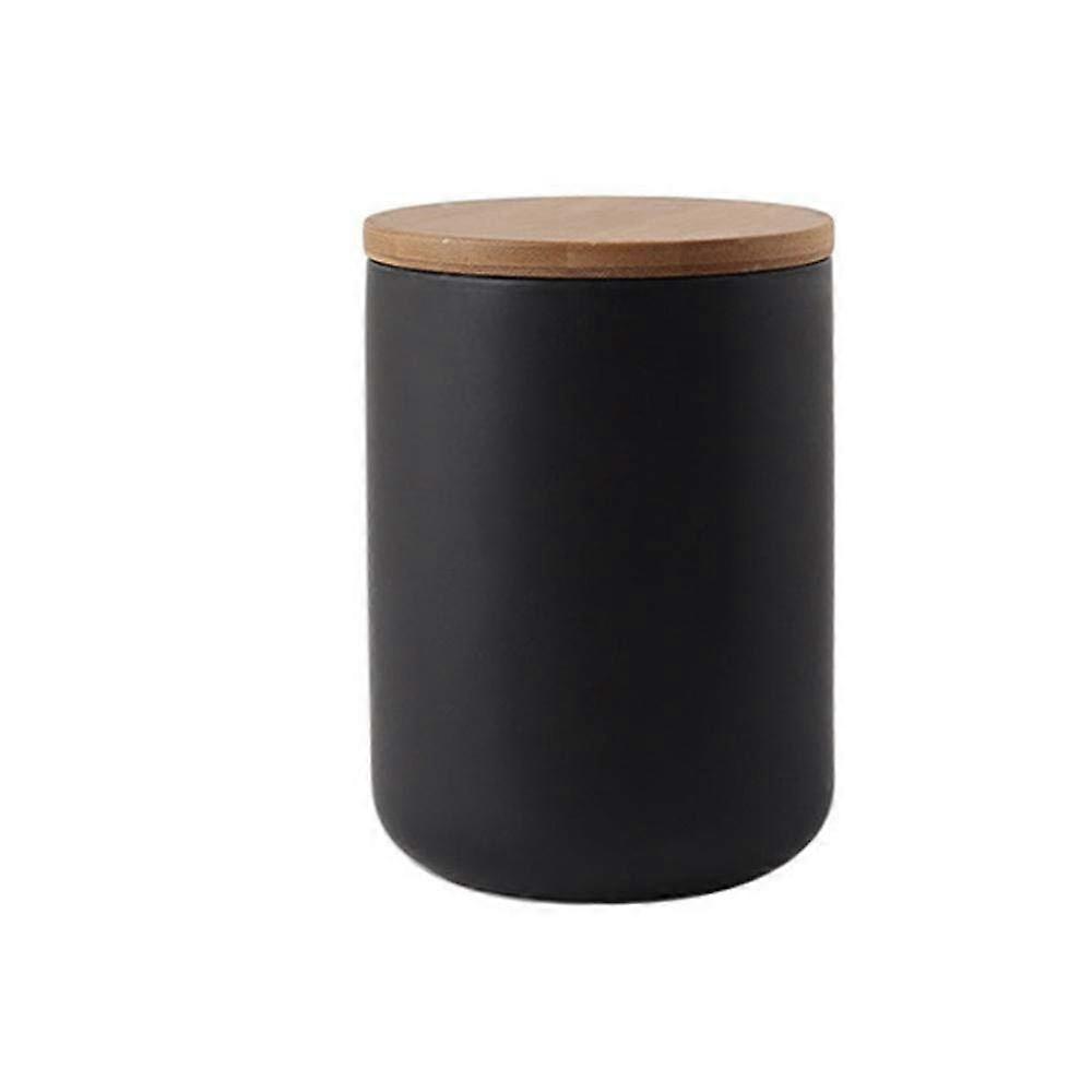 Modern Design Airtight Bamboo Lid Black Food Storage Jars for Bulk Tea, Coffee, Spices, Nuts, Snacks Storage, 27.05oz/800ml