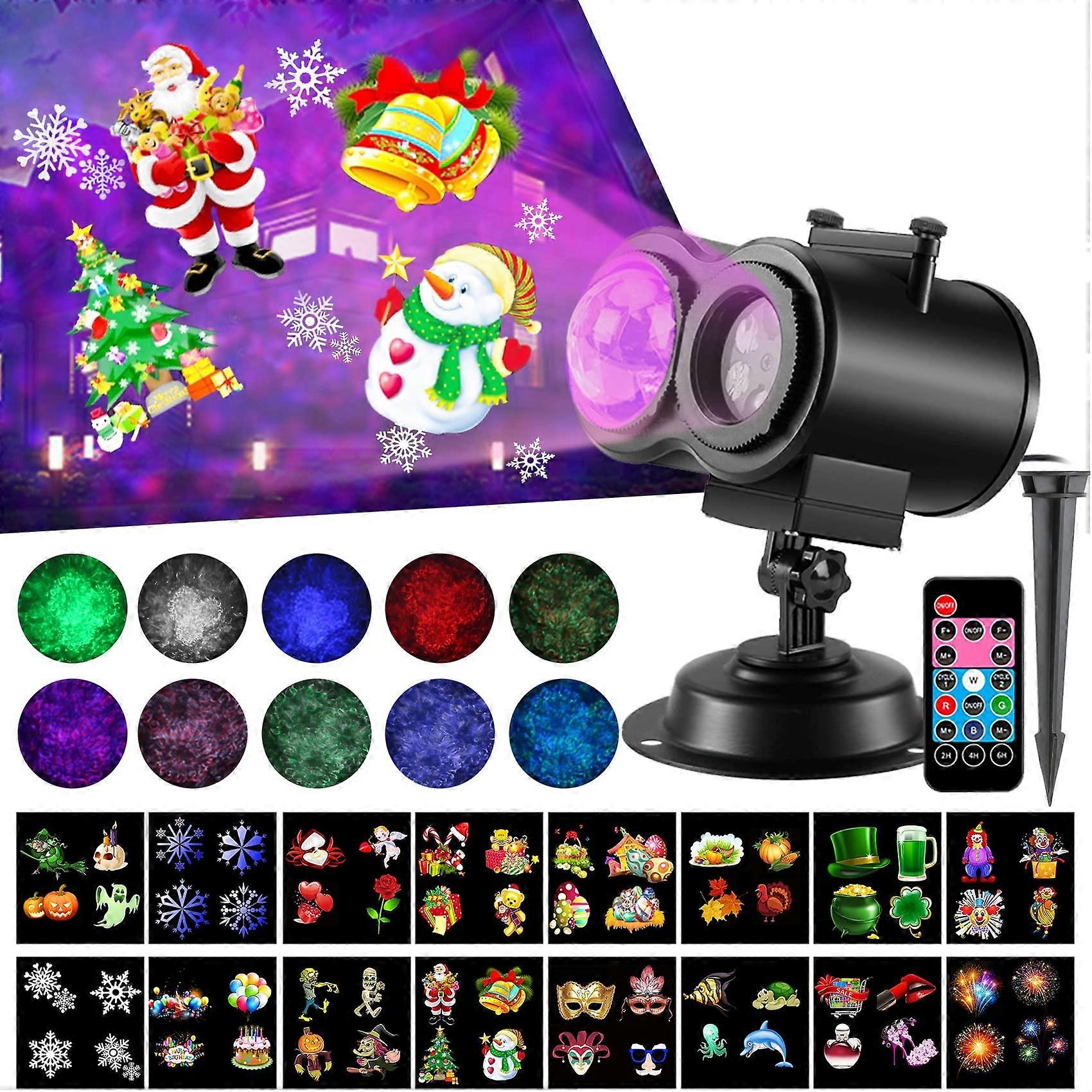 LED Christmas Projector Lights,2-in-1 Ocean Wave Projector,16 Slides 10 Colors,
