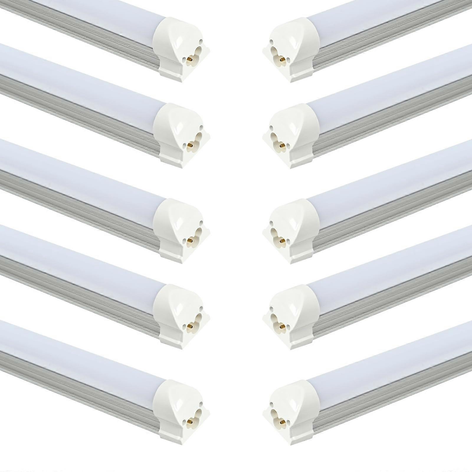 LED Shop Light 20W 2500LM 6000K 4FT T8 Integrated Fixture with Milk White Cover Daylight White High Output Pack of 10