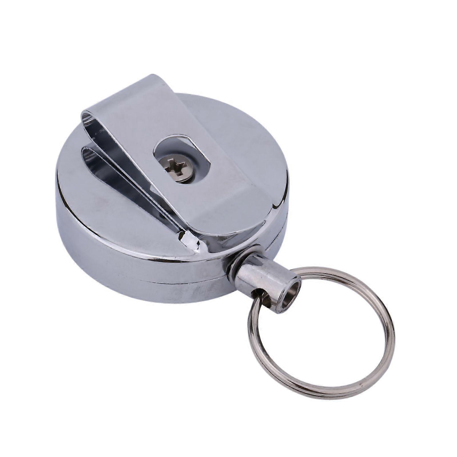 Retractable Pull Chain Key Ring with Belt Clip Metal Holder 60cm