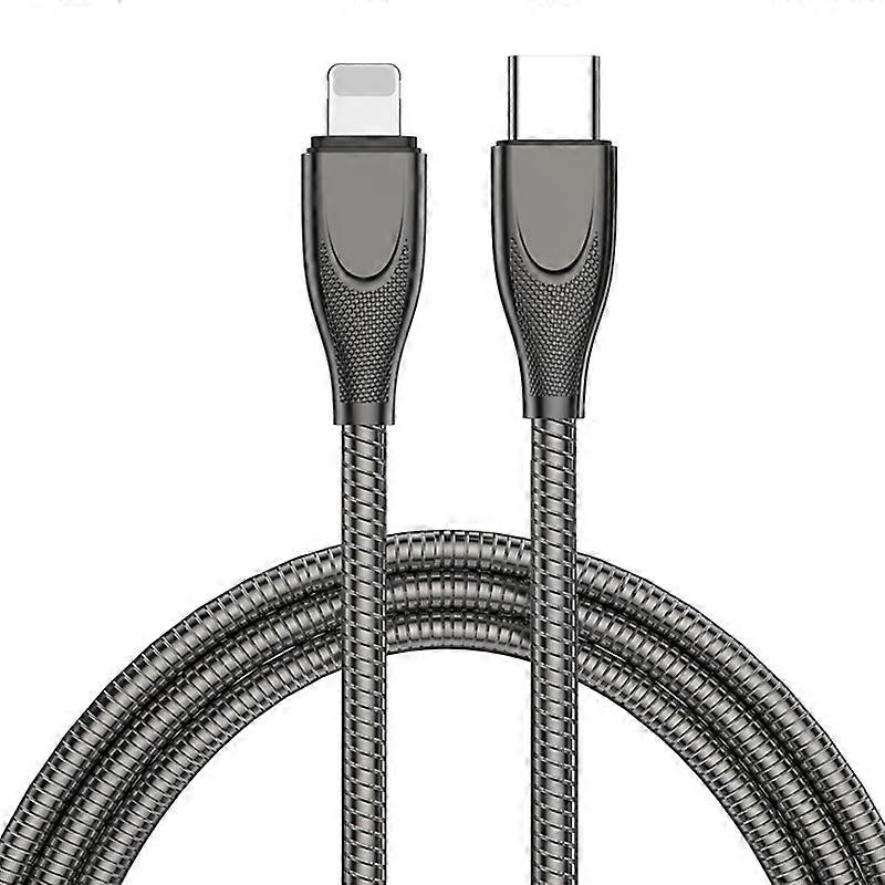 ENKAY ENK-CB128 PD 27W Type-C to 8 Pin Carbon Steel Hose Spring Fast Charging Data Cable, Length:2m