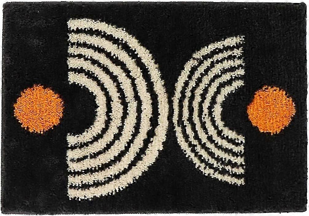 Bathroom Mats, Machine Washable (Black/Orange, 16"x24")