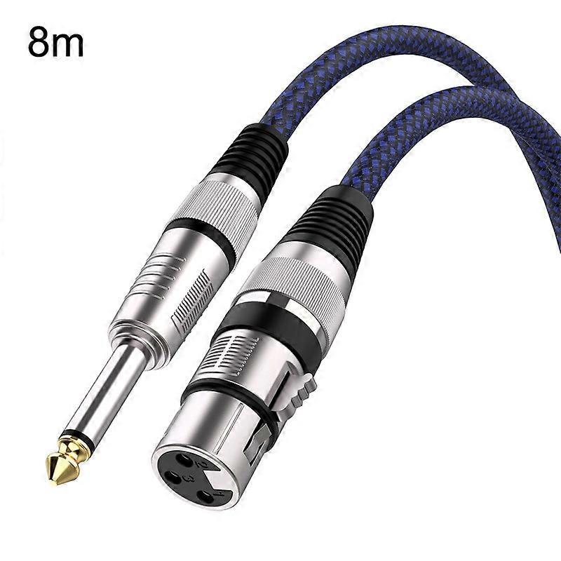 8m青と黒のネットTRS6.35mmオス-キャロンメスマイクXLRバランスケーブル