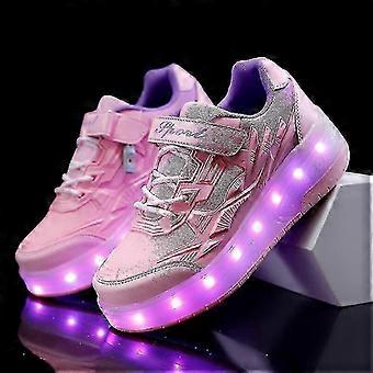 Usb Chargable Led Up Roller Shoes Wheeled Skate Sneaker Shoes For Boys Girls Kids Q7 Zuan