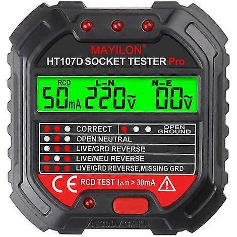 MAYILON socket tester LED display Socket tester with six indicators type 90 ~ 250 V shipped without battery European standard
