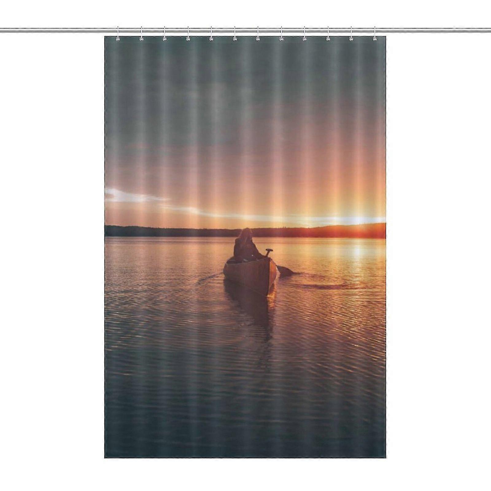 Båt ved soltrykket dusjgardin