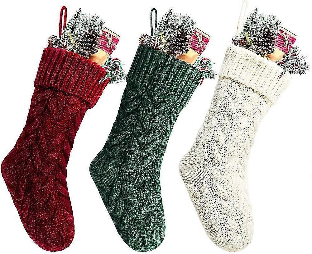 Bas de Noël tricotés verts