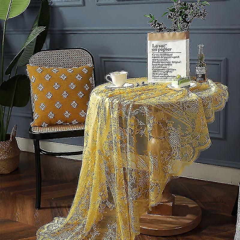 Ins Style Party Party White Lace Retro Hollow Round Tablecloth Tablecloth