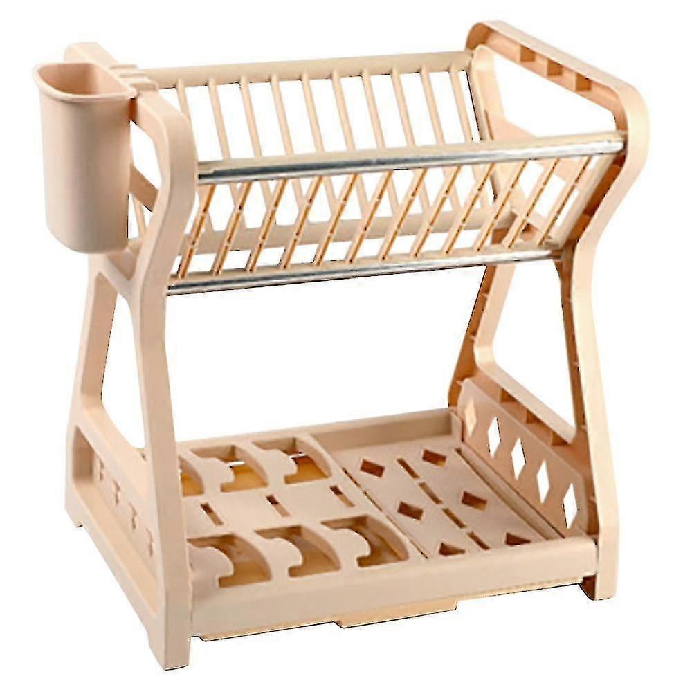 Double Layer Plate Kitchen Rack Cutlery Storage Rack Drain Bowl Rack