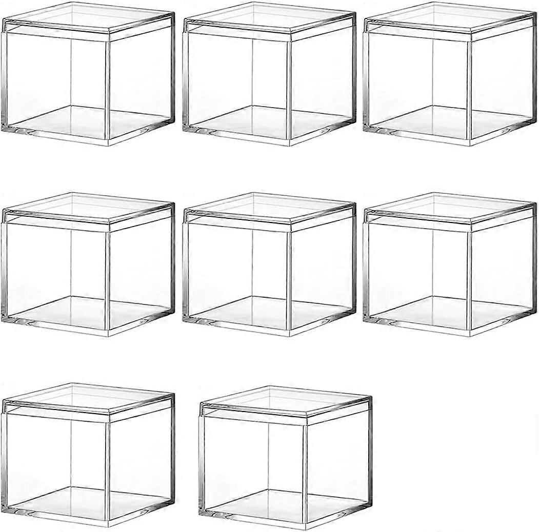8Pcs Clear Acrylic Plastic Square Box Mini Storage Box with Lid Mini Square Container