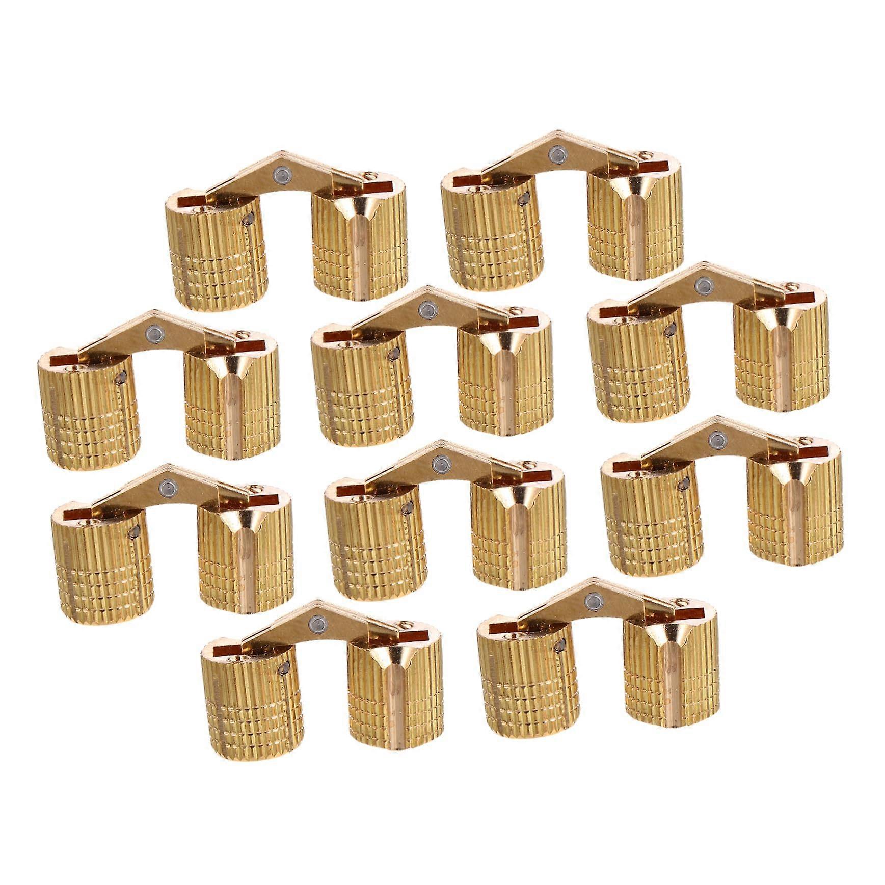 10pcs 180 Cylindrical Hinge Hinge Pivot Mounted Rotatable Cabinet Brushed Brass Golden