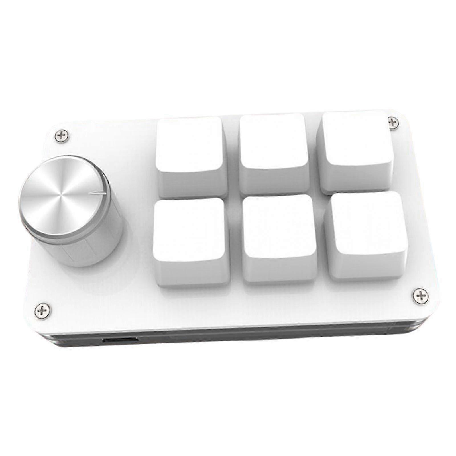 Custom Keypad 6Keys Six Key Gaming Keyboard Mechanical Keyboard for Computer-color: White red glaze