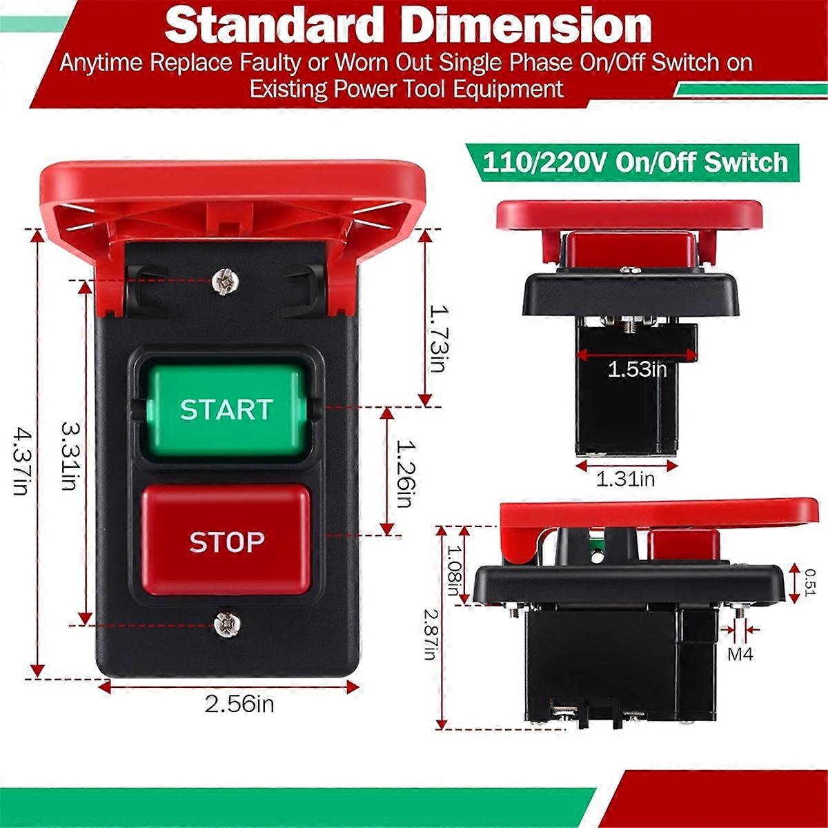 110/220V Single Phase on/Off Switch,Safety Power Switch with Large Stop ...