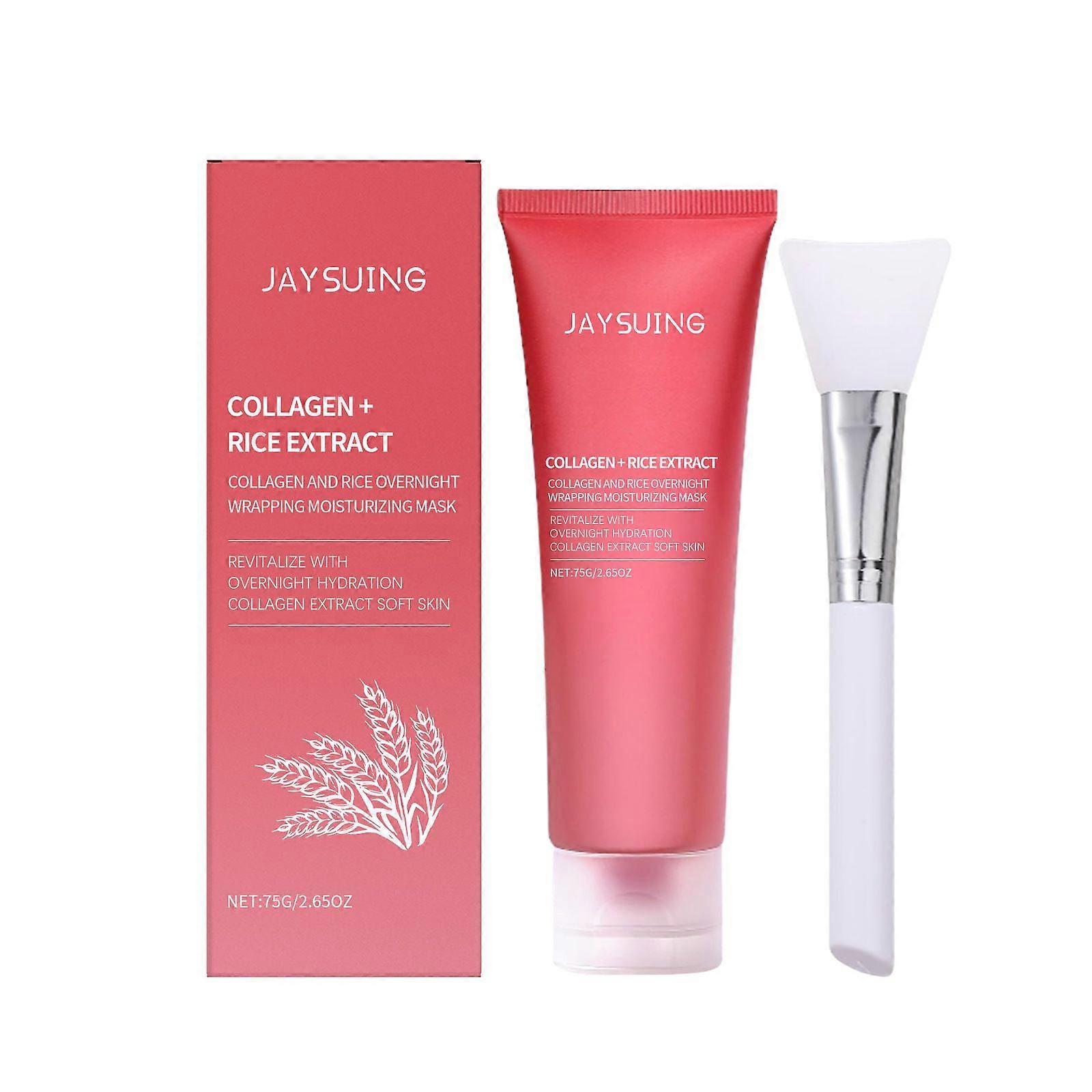 Collagen And Rice Overnight Wrapping Moisturizing Mask: Collagen Face Mask, Hydrolyzed Peel Off Mask For Glowing Skin, Elasticity & Hydrating