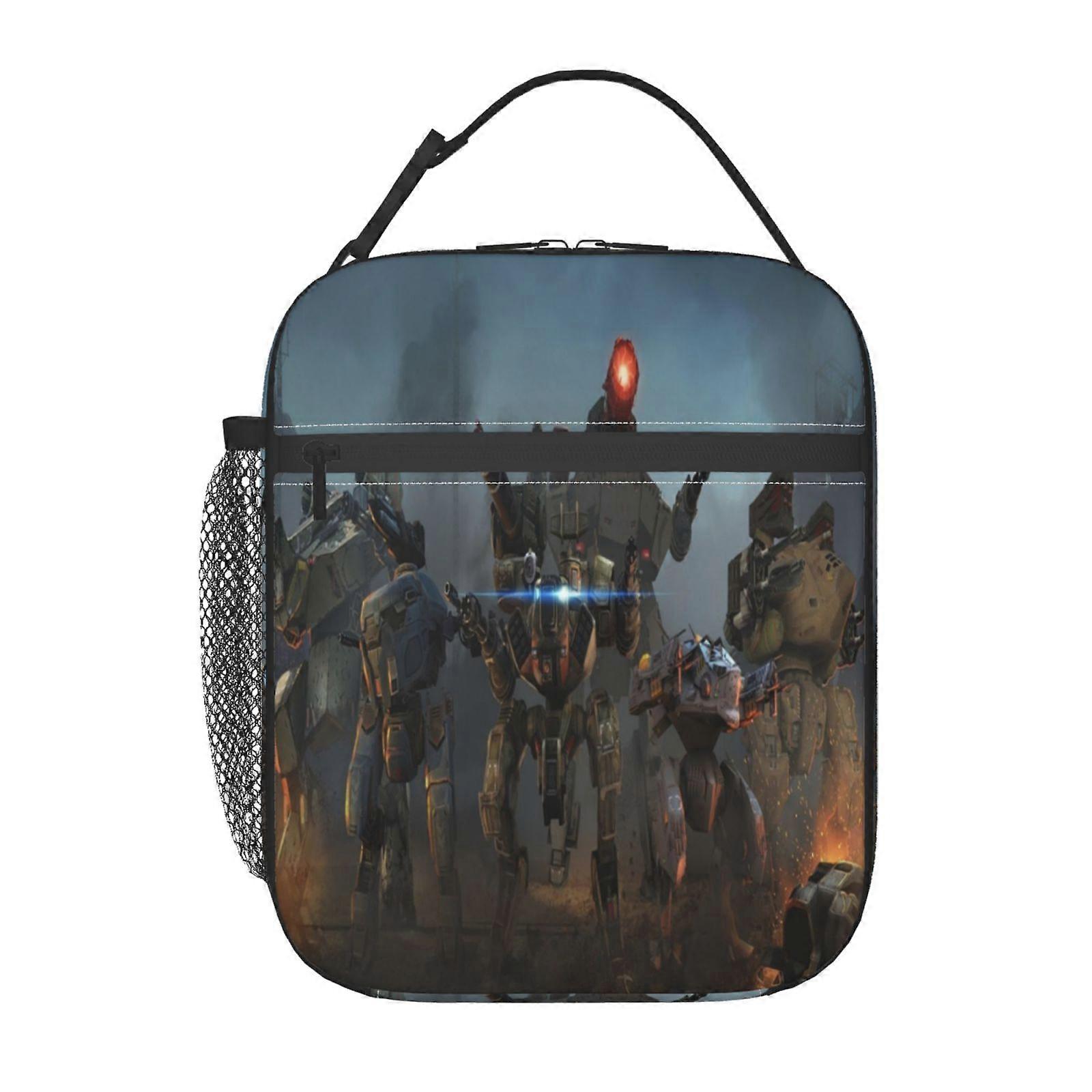 g143 War of the Robots Lunch Bag Premium Vegan Leather, Sophisticated Look with Practical Thermal Performance y143