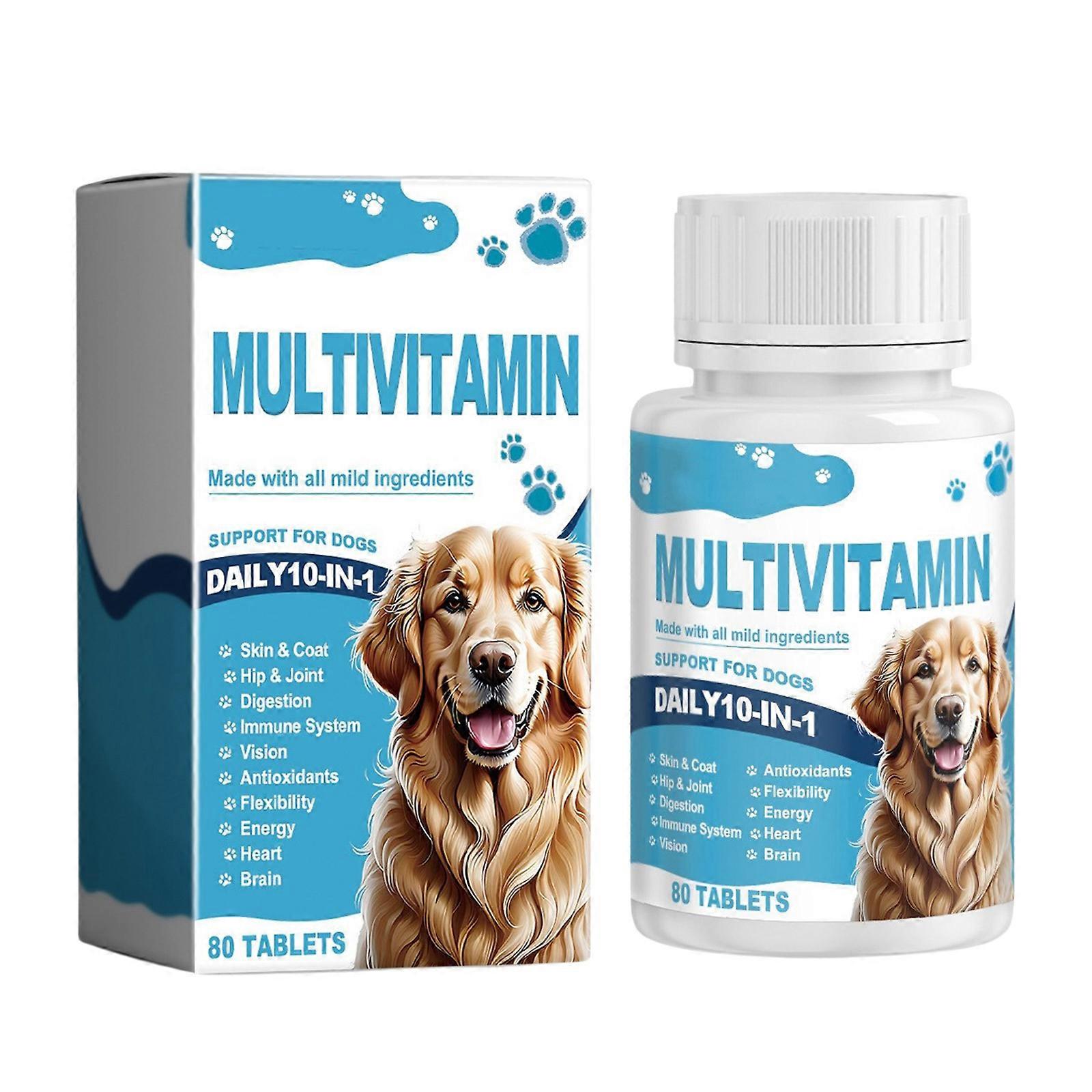 Multivitamin Dog Tablets 80Count for Strong Bone and Improved Metabolism Immunity Improvement Tablets All Breeds