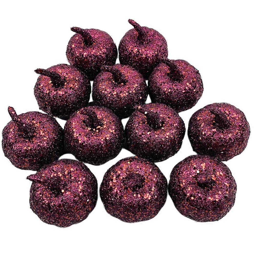 12Pcs Artificial Mini Metallic Glitter Sequins Pumpkin for Party Table Decor DIY  Deep Blue