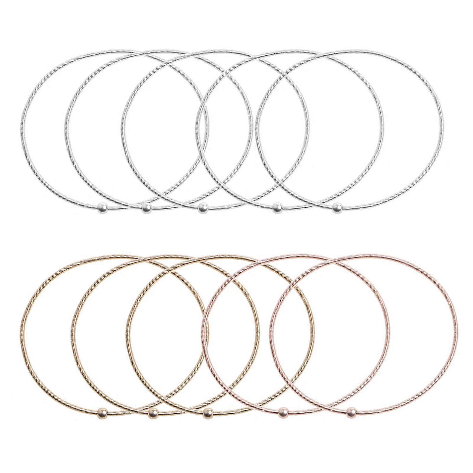 10Pcs/set Guitar String Spring Bracelets Gold Carbon Steel Stackable Bangle Wirstband Spring Bracelets Flexible Stack Multicolor