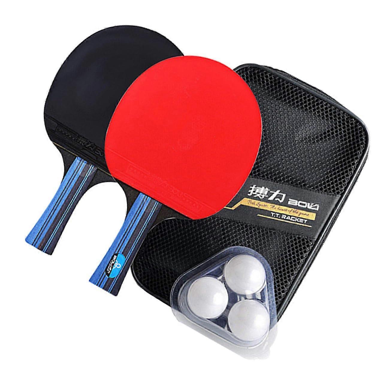 Table Tennis Racket Set Portable for Indoor and Outdoor Use, Butterfly Double-Sided Paddles, PU Leather, Red
