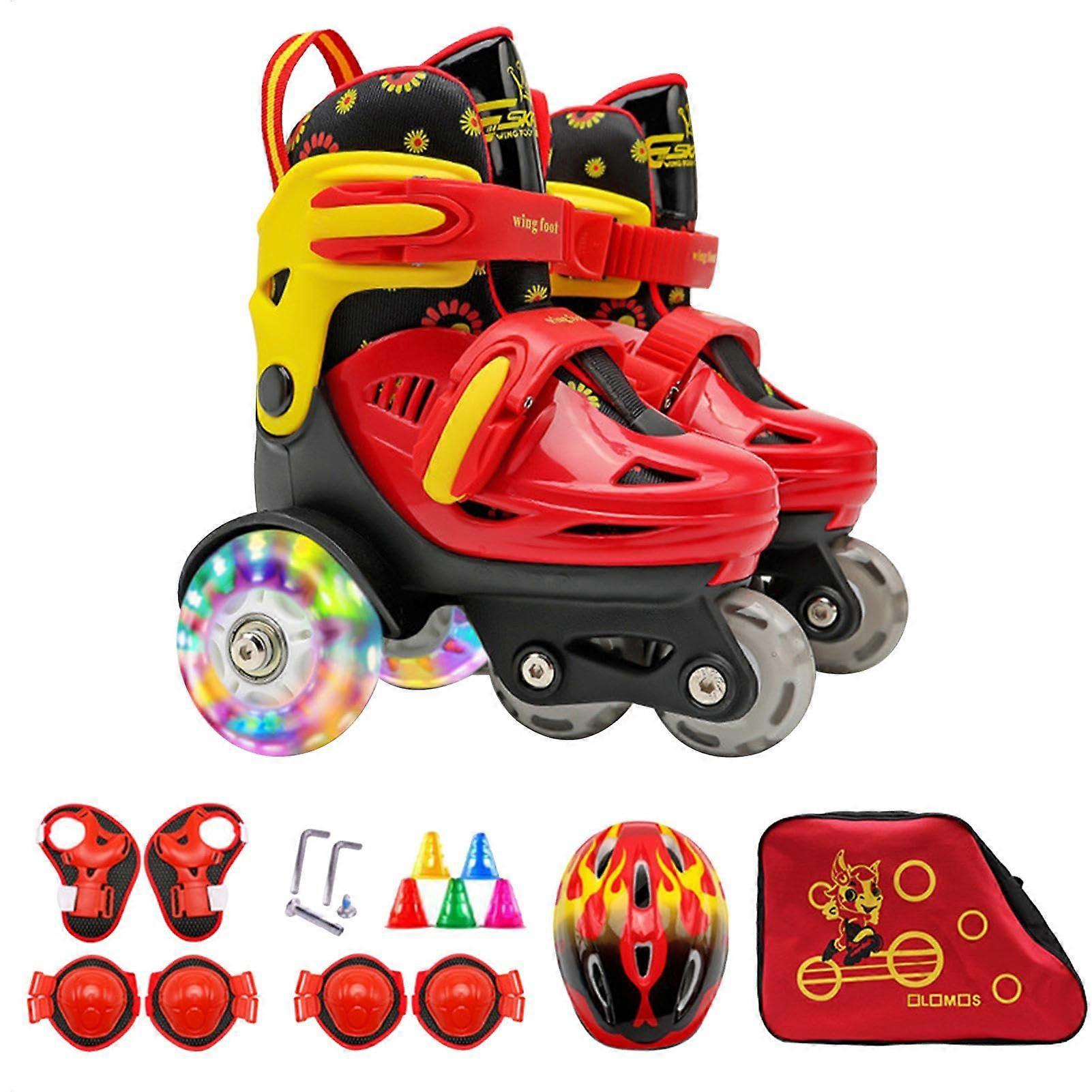 Adjustable Roller Skates for Beginners Includes Storage Bag. Black Red B