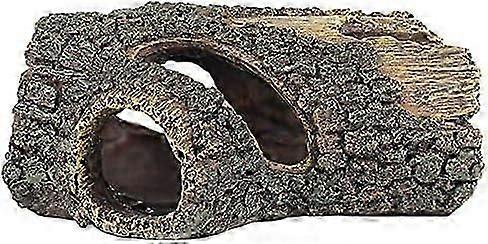 21x13x9cm Aquarium Large Betta Log Resin Hollow Tree Trunk Decor Artificial Wood Fish House Cave Bark Ornament with Hideout Holes for Shrimp Small Cic