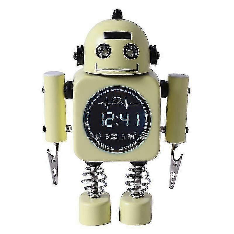 Laser Kids Retro Robot Alarm Clock Yellow - Multifunctional Educational Time Teaching Tool
