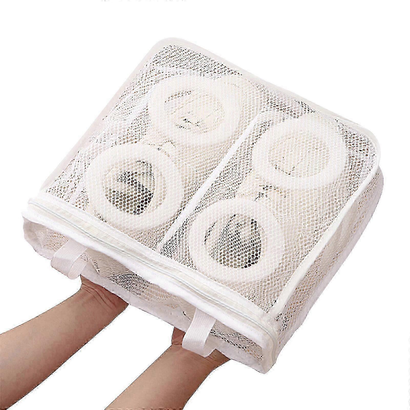 Protective mesh shoe cleaning bag White