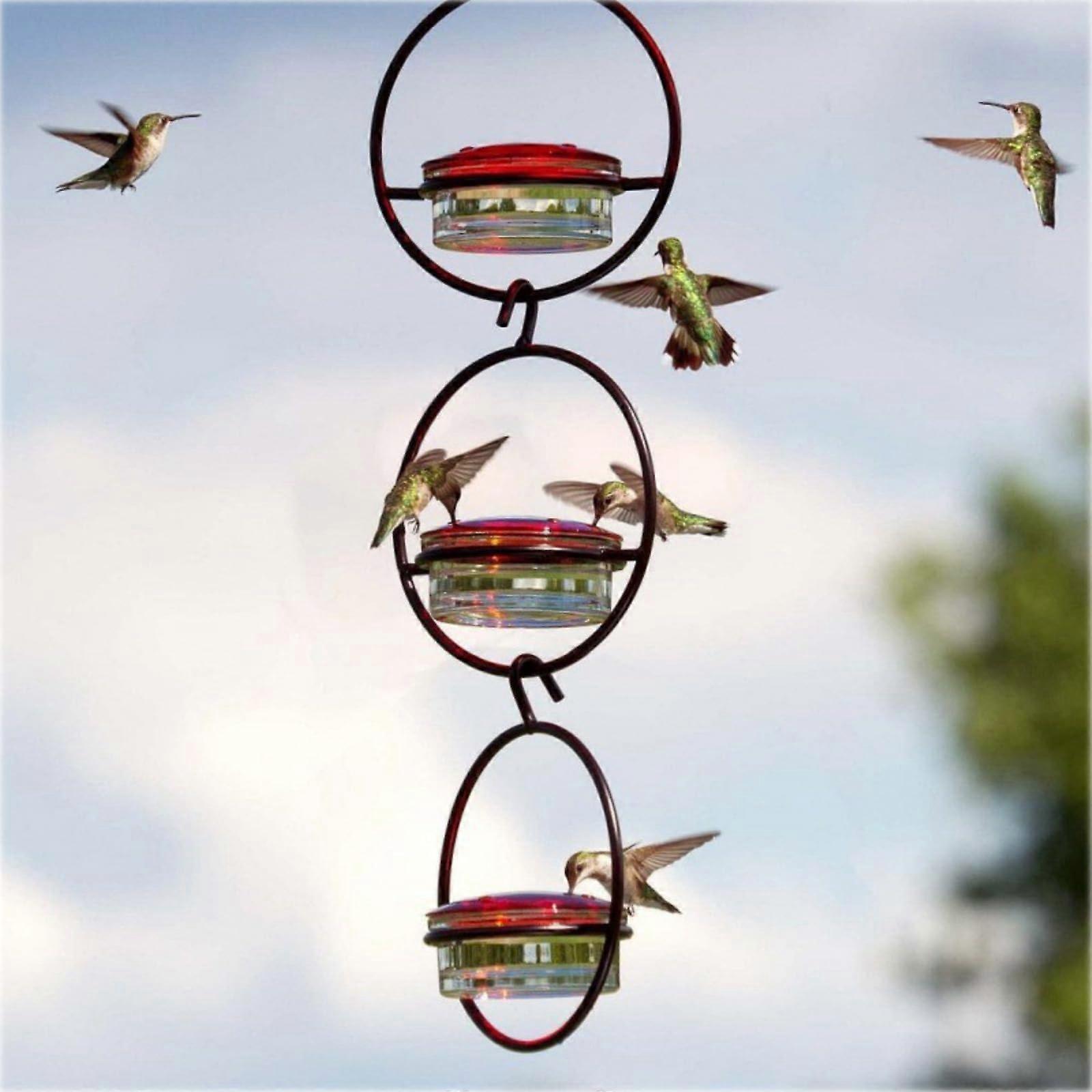 2025 Round Hanging Hummingbird Feeder with Bee Proof and Anti-Ant Design for Garden and Patio (1 Set - 3 Rings)