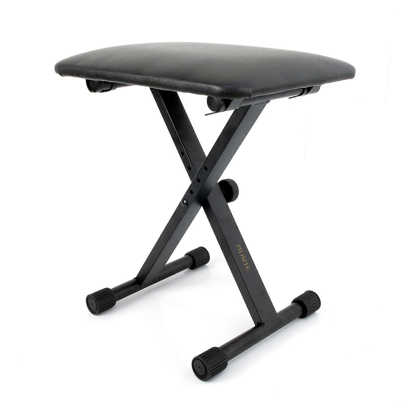 Keyboard Bench XStyle Height Adjustable Padded Cushion Foldable Stool Seat Keyboard Chair for Keyboards Piano Guitar (Black)