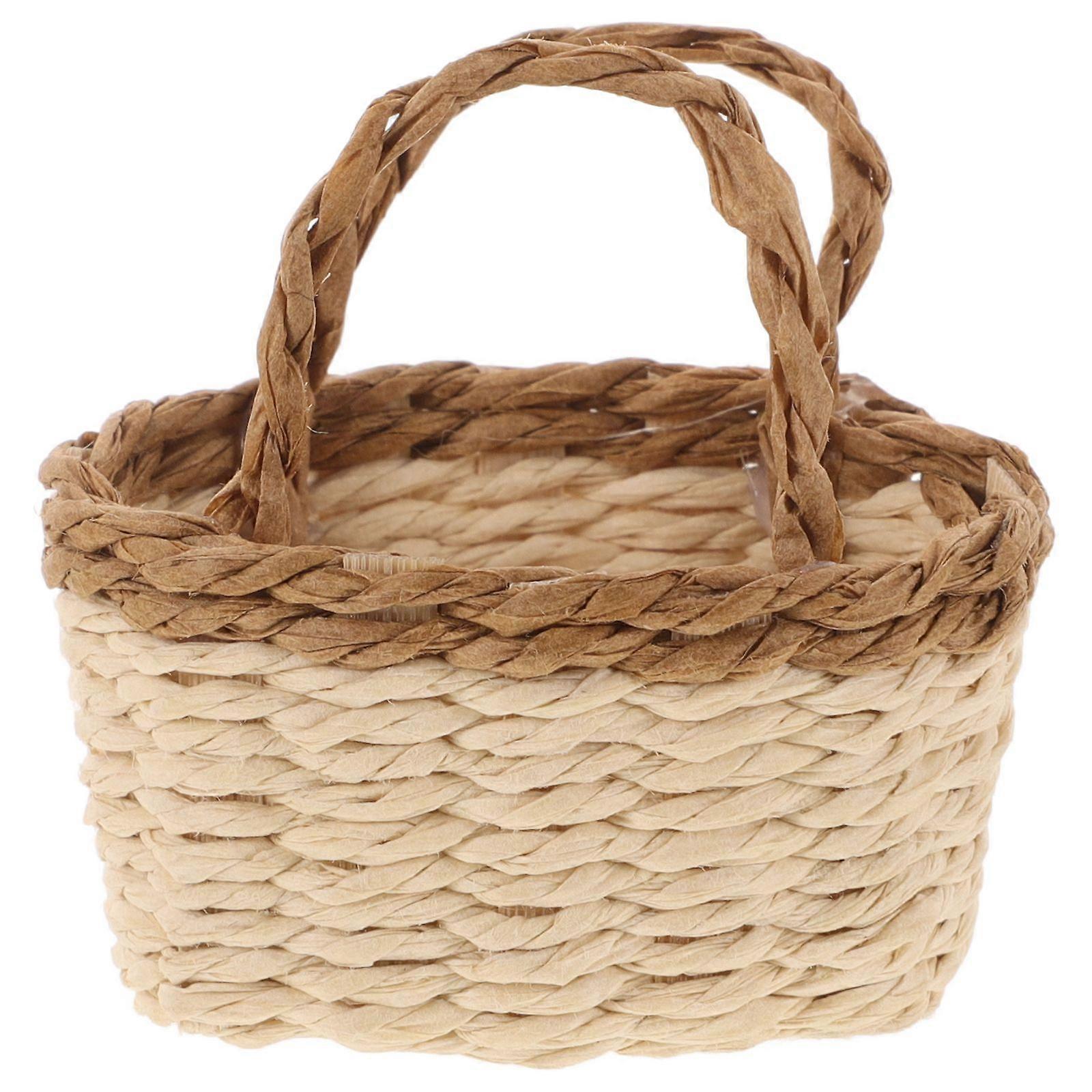 Handvävd Mini Korg Dockhus Dekorativ Korg Festbord Mittpunkt