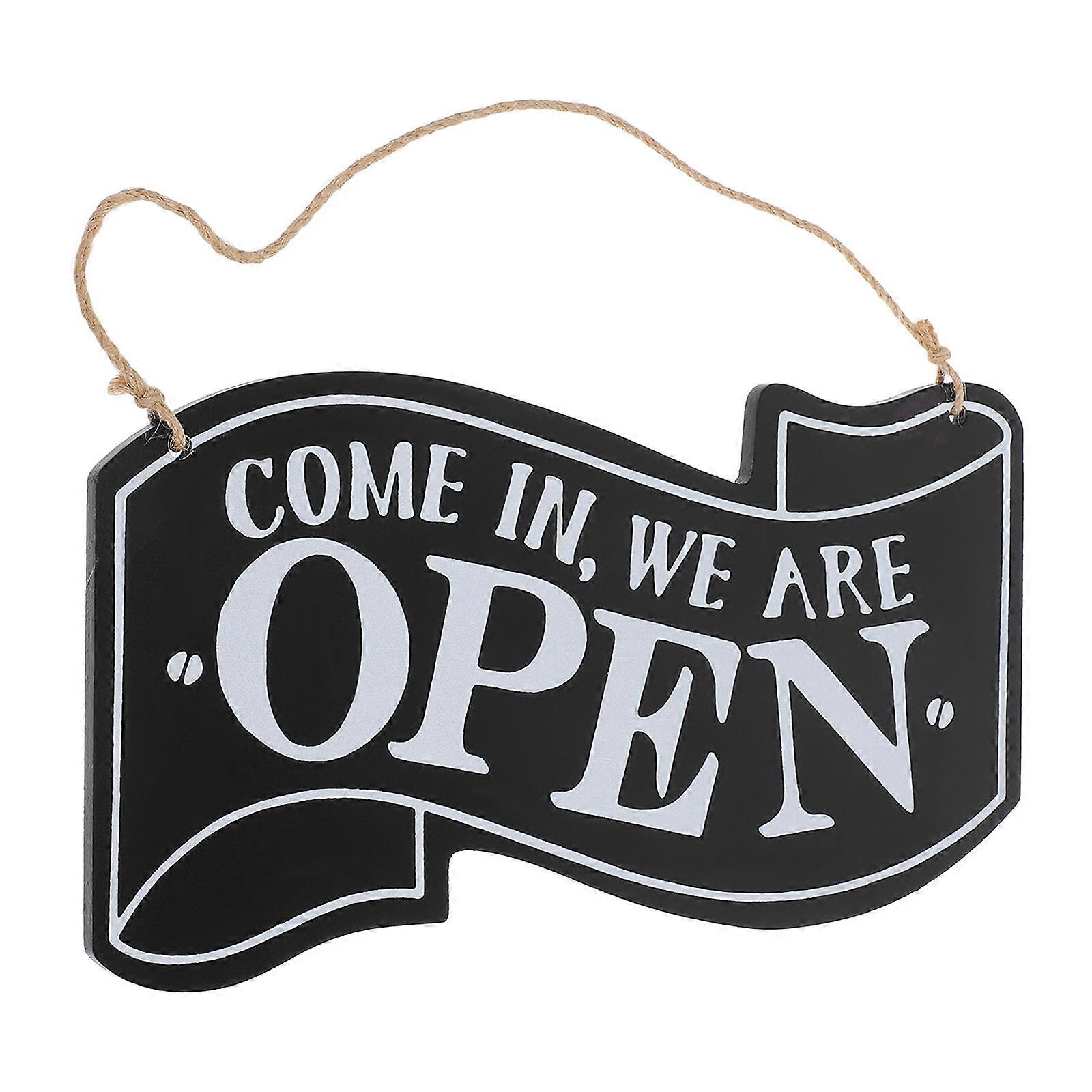 Shop Open Signs Wooden Open Closed Hanging Sign Rectangular Decorative Attract Customers 2Pcs