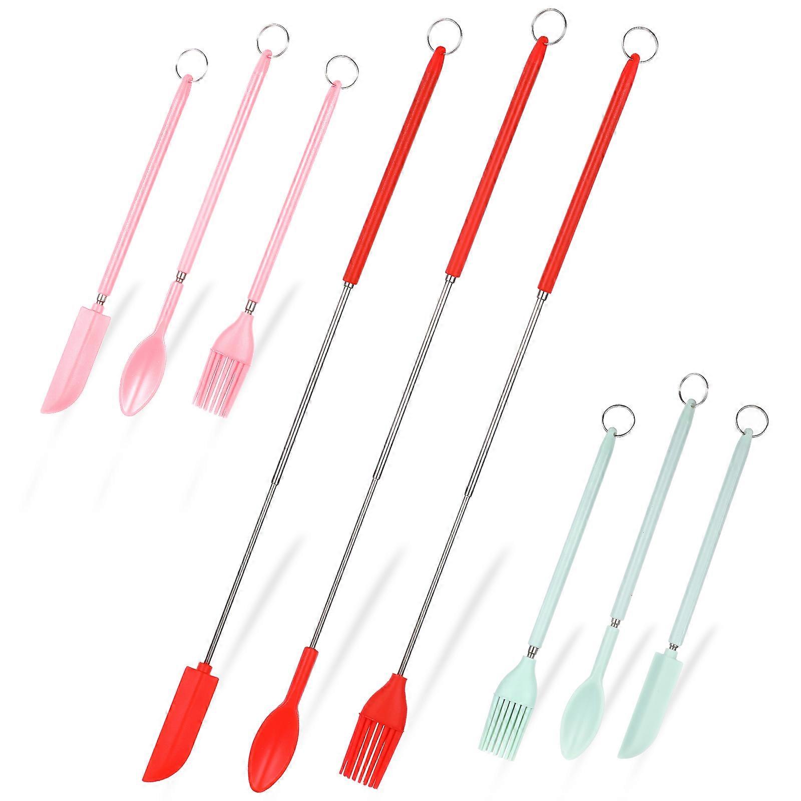 Telescopic Spatula Tool Silicone Telescopic Spatulas Scooping Spoons for Cooking Baking Food Preparation Home Users 9Pcs