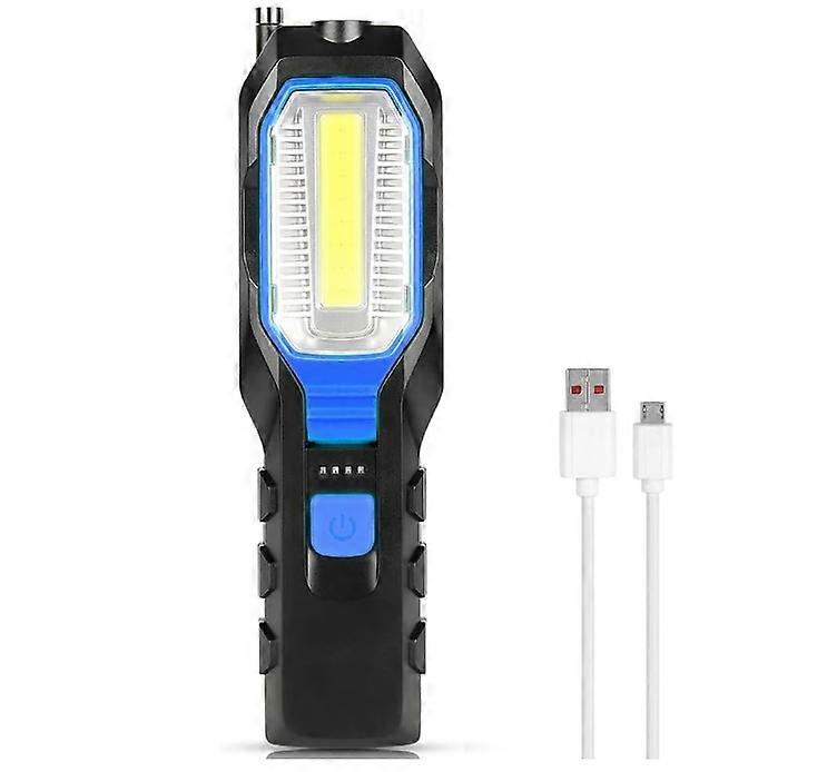 LED Rechargeable Work Lights 2800mAh Portable Flashlight with Magnetic Base, 90 Rotation Camping Light Emergency Inspection Light(Black)