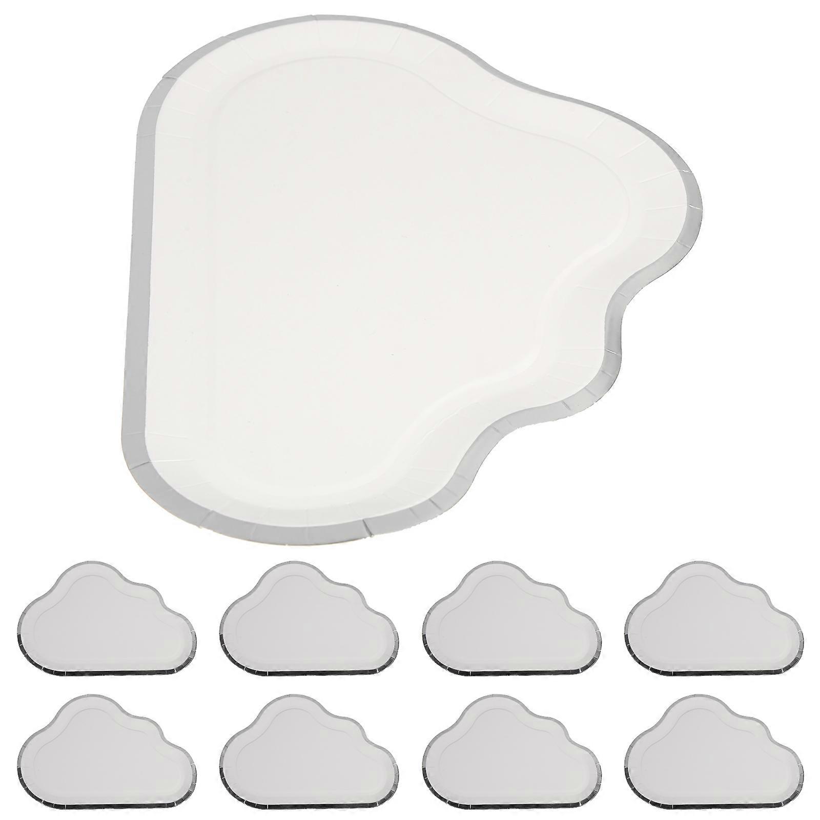 Cloud Party Plates White Cardboard Food Plate For General Users 8Pcs Set