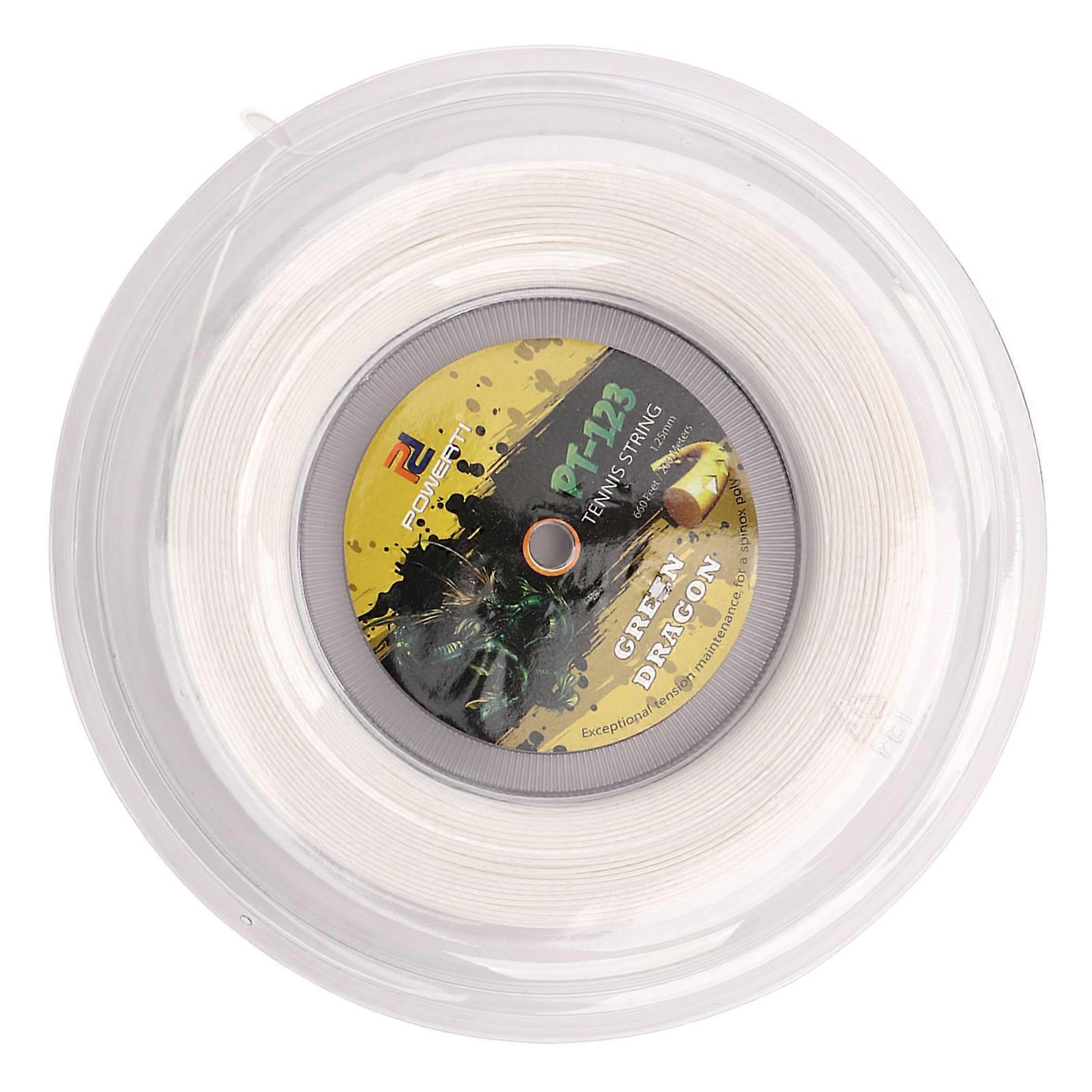 1.25mm Tennis Racket String Double Ribbed Pattern Beat Resistant Polyester Tennis String for Teenager 200M White