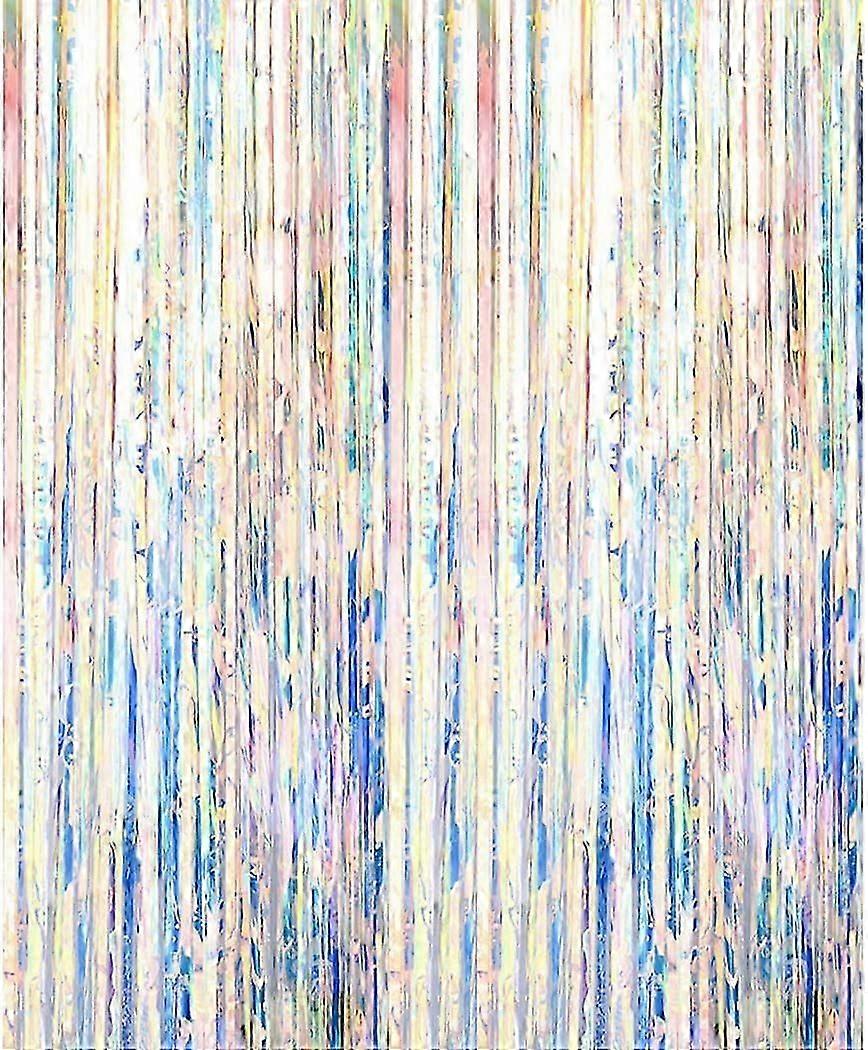 6.5Ft Metallic Tinsel Curtains Rainbow Foil Fringe Curtains Christmas Hanging Streamers for Party/Prom/Birthday Favors