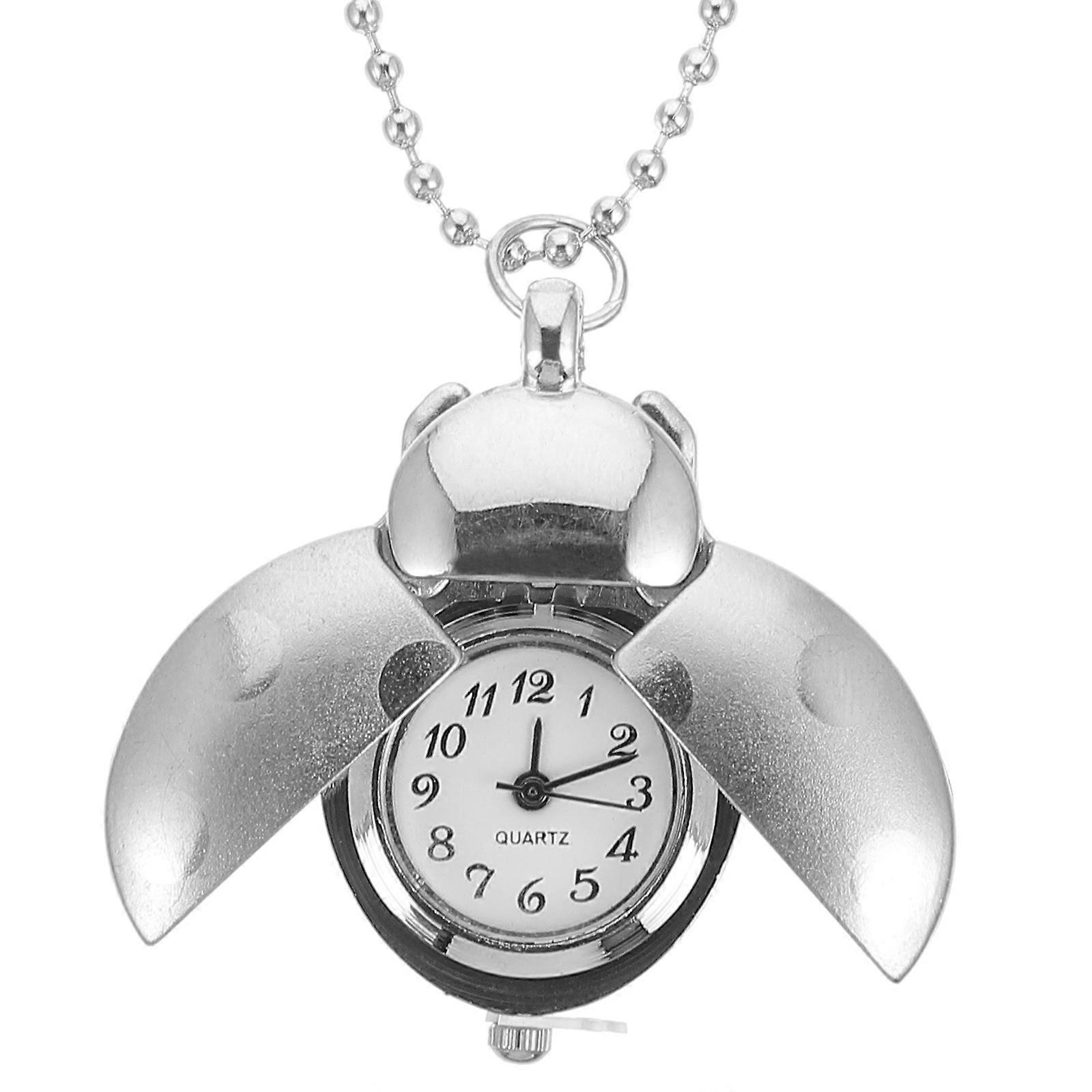 Retro Pocket Watch Beetle Designed Delicate Men Daily Use Silver 32X1X0.5CM Timekeeping 1Pcs