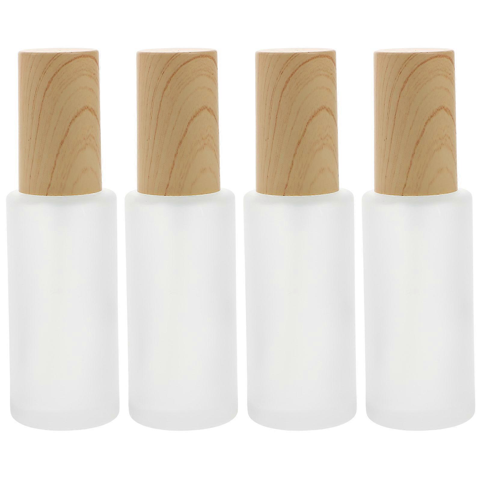 Frosted Glass Bottles with Wood Grain Design and White Sprinkler Head for Storage 4pcs 0.4ml