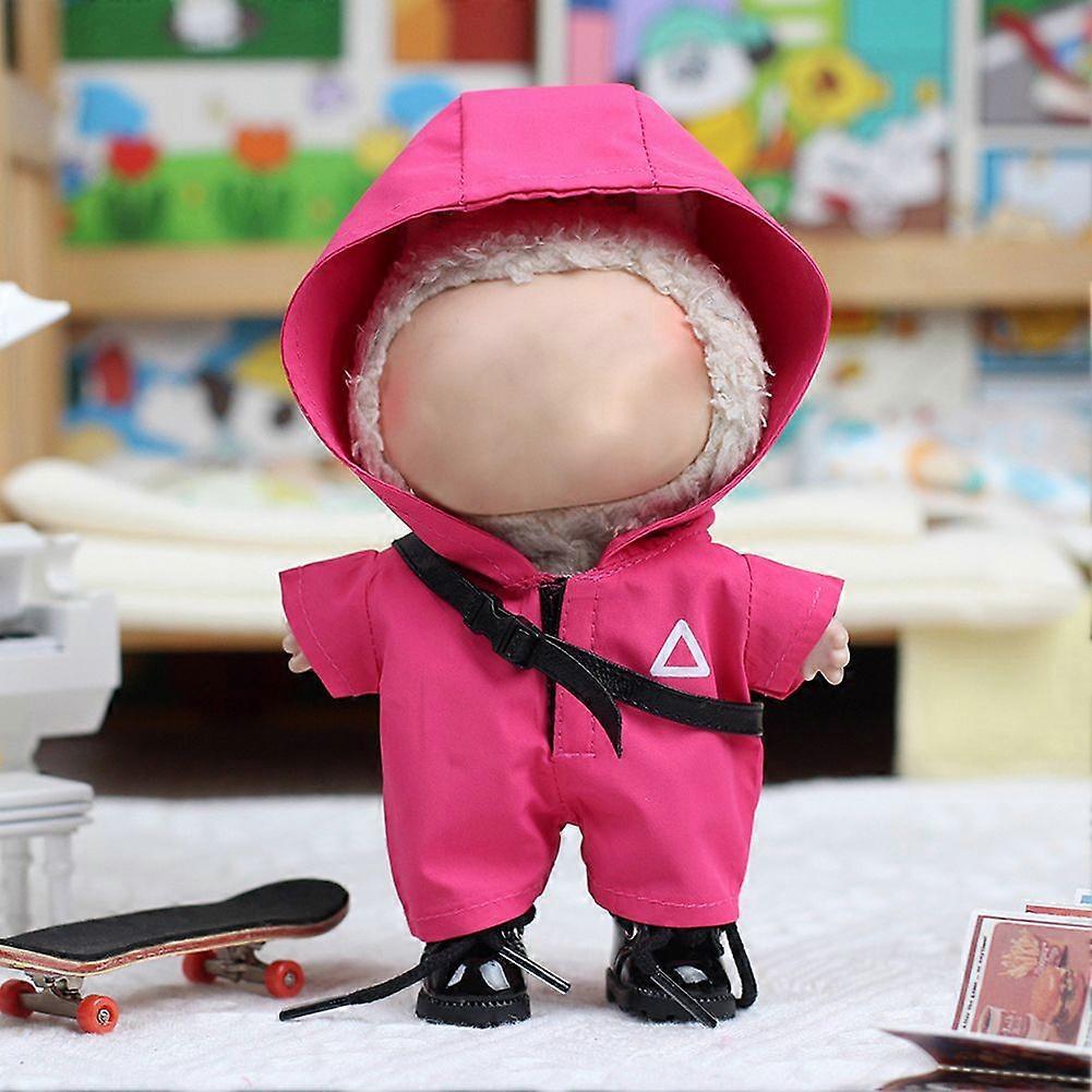 Squid Game Costume Jumpsuit for Labubu Vinyl Plush, 17cm Labubu Dolls Clothing Accessories