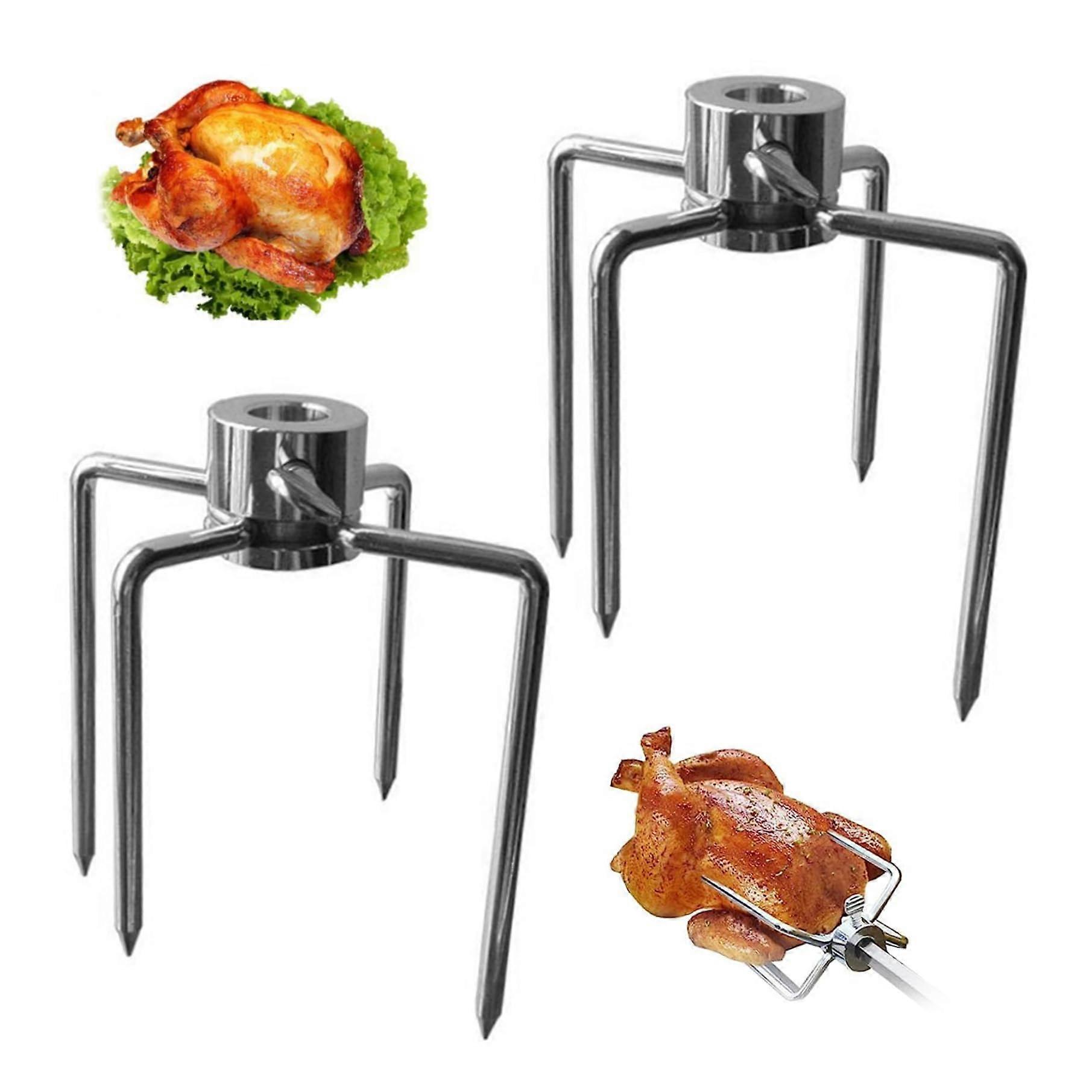 2pcs stainless steel grill fork multifunctional electroplated grill fork four clawsoutdoor grill accessories meat