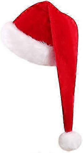 2024ロングクリスマスハットサンタハット大人の赤いぬいぐるみサンタクロース帽子厚い毛皮のエッジ、クリスマスパーティーのためのサンタクロース帽子