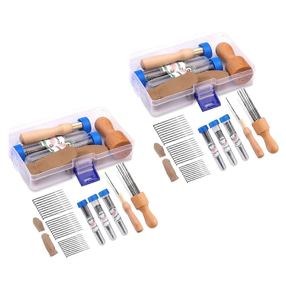 2X Wool Felting Needle Tools, Wool Felting Tool Kit with 3 Sizes Felting Needles and 1/8 Needle Wood
