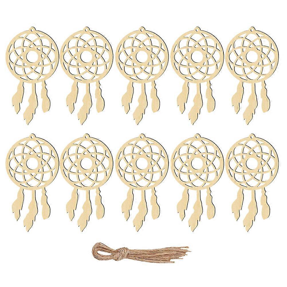 20pcs Wooden Dream Catcher Pendant DIY Home Decor Wall Ornament for Living Room Porch – Beige – Creative Craft for Unique Spaces